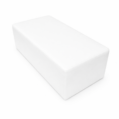 Long white leather bench ottoman