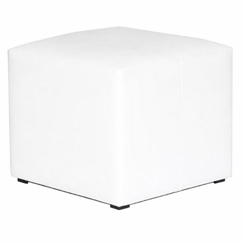 White leather ottoman cube seat